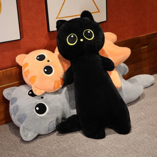 Cute Cartoon Cat Long Plush Pillow Soft Stuffed Animals Big Eye